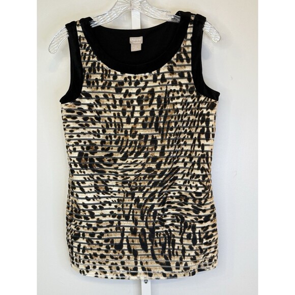 Chico’s Travelers Leopard Print Sleeveless Tank Top Women’s 0 (4/6) Stretch - Picture 1 of 7